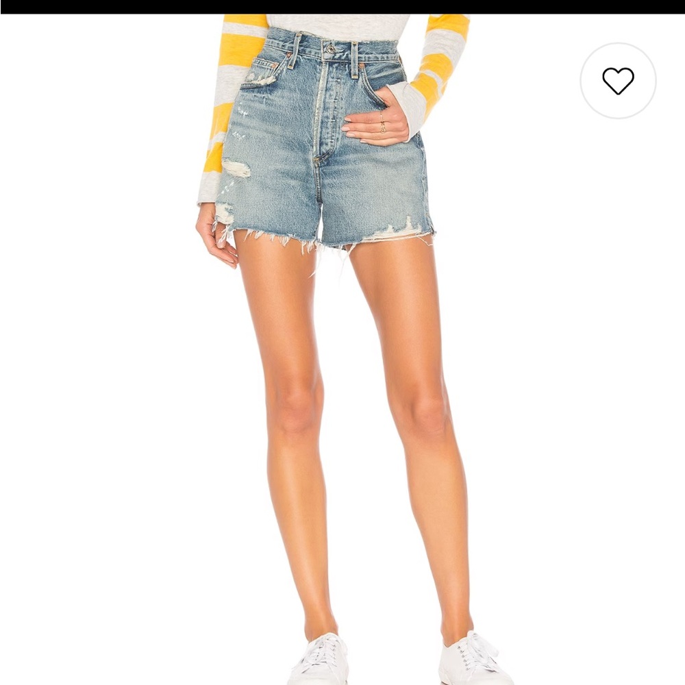 Agolde Dee High waisted Distressed shorts with raw hem